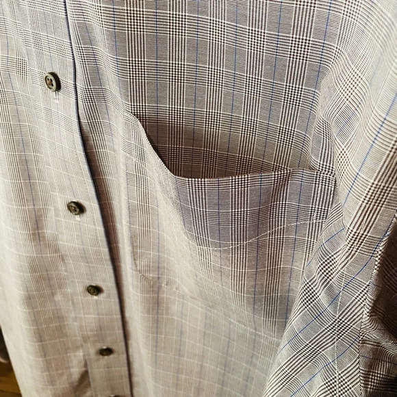 Jos. A. Bank Traveler long sleeve button down shirt houndstooth SZ M gray white - Picture 6 of 9